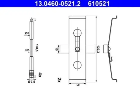 Монтажний набір гальмівних колодок AUDI A3, TT CUPRA CA, FORMENTOR, LEON SEAT LEON, LEON SC, LEON ST 1.4H-2.5 07.09 ATE 13046005212 Купити в Україні