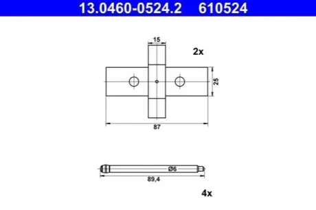 Монтажний набір гальмівних колодок VOLVO S60 I, V70 II TESLA MODEL S, MODEL X 2.5/Electric 01.03 ATE 13046005242