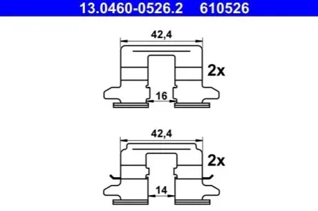 Монтажний набір гальмівних колодок NISSAN JUKE, PULSAR 1.2/1.5D/1.6 06.10 ATE 13046005262