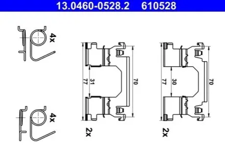 Монтажный набор тормозных колодок NISSAN QASHQAI II, X-TRAIL, X-TRAIL III RENAULT KADJAR, KOLEOS II, MEGANE IV 1.2-2.5 11.13- ATE 13046005282