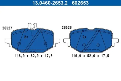 Комплект гальмівних колодок задн, MERCEDES C ALL-TERRAIN (S206), C T-MODEL (S206), C (W206), CLE (C236), E T-MODEL (S214), E (W214) 1.5H/2.0DH/2.0H 03.21 ATE 13046026532 Купить в Украине