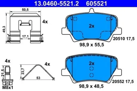 KLOCKI HAM. VOLVO T. XC40 1,5-2,0 17- ATE 13.0460-5521.2 Купить в Украине