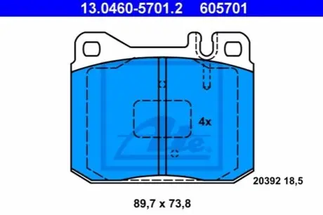 Комплект гальмівних колодок передн, MERCEDES S (C126) VW LT 28-35 I, LT 40-55 I 2.0-5.5 04.75-06.96 ATE 13046057012