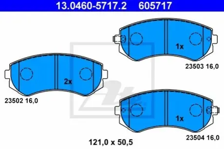 Комплект гальмівних колодок передн, NISSAN ALMERA I, PATROL GR V TOYOTA LAND CRUISER 100 1.4-4.8 07.95 ATE 13046057172