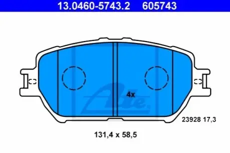 Комплект гальмівних колодок передн, LEXUS IS II TOYOTA CAMRY, LAND CRUISER PRADO, MARK X I, WISH 1.8-4.0 08.01-03.13 ATE 13046057432 Купити в Україні