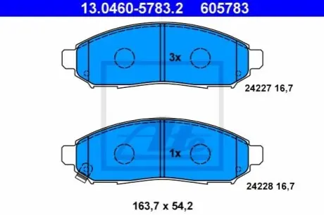 Комплект гальмівних колодок передн, NISSAN LEAF, NAVARA, NAVARA NP300, NP300, NV200, NV200 / EVALIA, PATHFINDER III, XTERRA 2.5D-Electric 05.98 ATE 13046057832 Купити в Україні