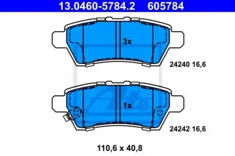 Комплект гальмівних колодок задн, NISSAN NAVARA NP300, PATHFINDER III, XTERRA 2.5D/3.0D/4.0 10.04 ATE 13046057842 Купити в Україні