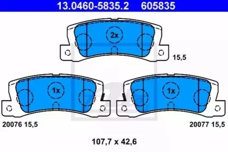 Комплект гальмівних колодок задн, GEO STORM LEXUS ES, RX TOYOTA AVENSIS, CAMRY, CARINA E VI, CARINA V, CELICA, COROLLA, COROLLA FX, HARRIER, SOLARA 1.3-3.0 10.82 ATE 13046058352