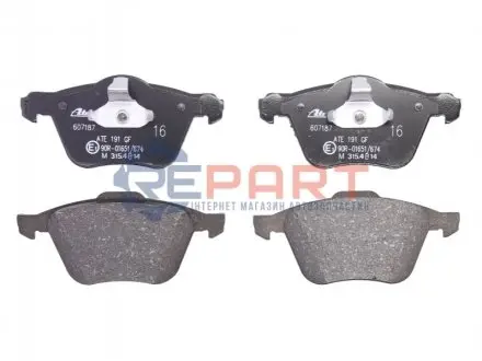 Фото Колодки гальмівні (передні) Volvo S60/S80 2.0/2.4 D/T 98-10 (-Teves) ATE (13046071872) зображення 1