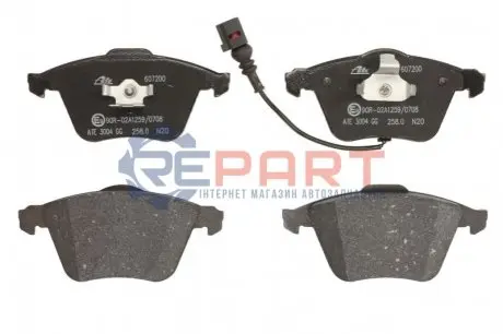 Комплект гальмівних колодок передн, AUDI A3 SEAT LEON SKODA SUPERB II VW EOS, GOLF IV, GOLF V, GOLF VI, PASSAT B6 1.2-Electric 05.03-08.15 ATE 13046072002 Купити в Україні