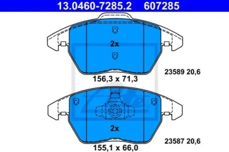Колодки тормозные дисковые, к-кт VW BEETLE 11- ATE 13046072852 Купить в Украине