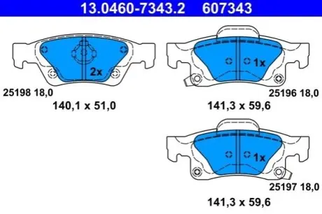 Комплект гальмівних колодок задн, JEEP GRAND CHEROKEE, GRAND CHEROKEE IV 3.0-6.4 11.10 ATE 13046073432 Купити в Україні