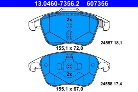 Комплект гальмівних колодок передн, DS DS 4, DS 5 CITROEN C4 GRAND PICASSO I, C4 II, C4 PICASSO I, DS4, DS5 OPEL MOKKA PEUGEOT 3008 I, 307, 5008, 5008 I, RCZ 1.2-Electric 10.03 ATE 13046073562 Купити в Україні