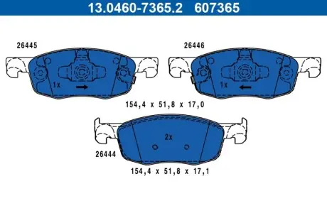 Комплект гальмівних колодок передн, MAZDA 2 TOYOTA AYGO X, YARIS 1.0/1.5/1.5H 02.20 ATE 13046073652 Купити в Україні
