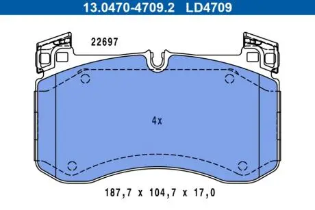 Керамічні гальмівні колодки передн, MERCEDES G (W463), GLE (C167), GLE (V167), GLS (X167) 2.0D-4.0H 03.18 ATE 13047047092 Купити в Україні