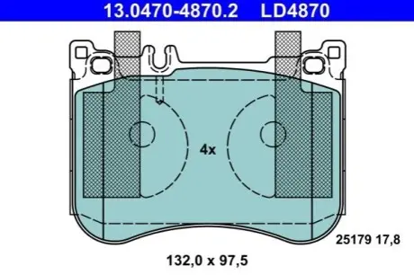 Тормозные колодки (передние) MB E-class (W213/S213/C238) 16-/S-class (W221/W222/C217) 05- ATE 13047048702