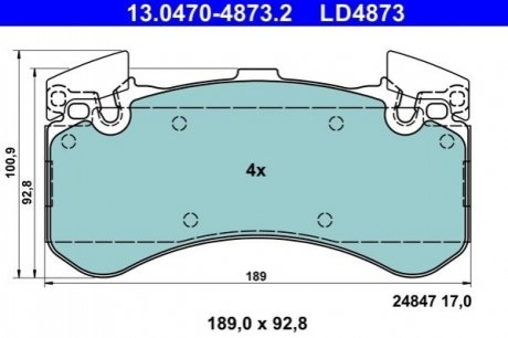 Тормозные колодки (передние) Audi A6/A7/A8/Q5 10-/VW Jetta 08-10 ATE 13047048732 (фото 1)