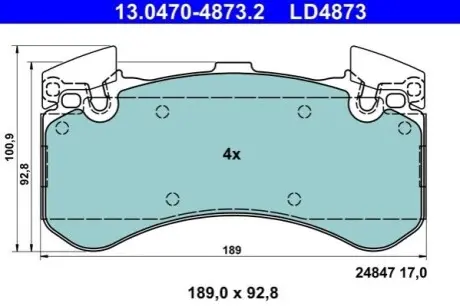 Керамічні гальмівні колодки передн, AUDI A6 C7, A7, A8 D4 1.8-3.0D 07.10-09.18 ATE 13047048732 Купити в Україні