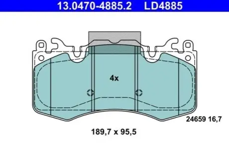 Керамічні гальмівні колодки передн, LAND ROVER DEFENDER, DISCOVERY V, RANGE ROVER III, RANGE ROVER IV, RANGE ROVER SPORT I, RANGE ROVER SPORT II 2.0-5.0 04.09 ATE 13047048852