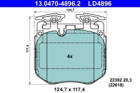 Колодки гальмівні (передні) BMW 3 (G20/G21)/5 (G30/G31)/7 (G11/12)/X5 (G05)/X6 (G06) 15- ATE 13047048962 (фото 1)