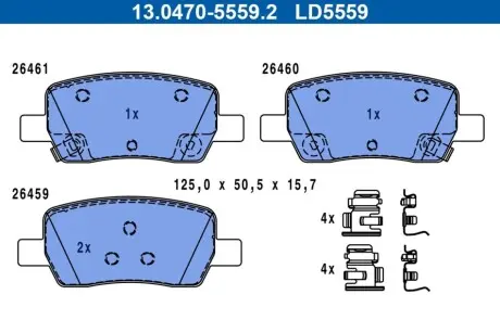 Керамічні гальмівні колодки задн, HYUNDAI SANTA FE IV, SANTA FE V KIA CARNIVAL IV, SORENTO IV 1.6H-3.5 07.19 ATE 13047055592 Купити в Україні