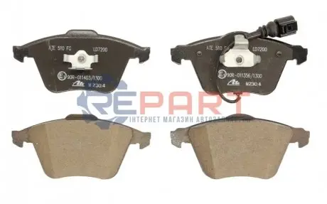 Керамічні гальмівні колодки передн, AUDI A3 SEAT LEON SKODA SUPERB II VW EOS, GOLF IV, GOLF V, GOLF VI, PASSAT B6 1.2-Electric 05.03-08.15 ATE 13047072002