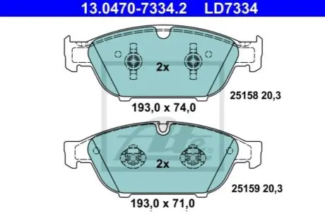 Керамічні гальмівні колодки передн, AUDI A6 C7, A7, A8 D4 1.8-6.3 11.09-09.18 ATE 13047073342 Купити в Україні