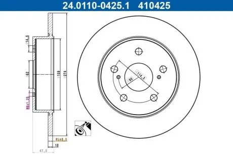 Диск гальмівний задн Лів/Прав SUZUKI SWACE TOYOTA COROLLA 1.2-2.0H 10.18 ATE 24.0110-0425.1 Купити в Україні