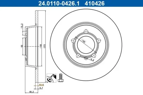 Диск гальмівний задн Лів/Прав AUDI A1, A3, Q2, TT 1.0-2.0D 09.04 ATE 24011004261