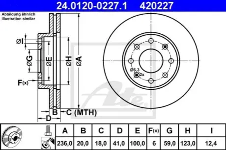 Диск гальмівний передн Лів/Прав CHEVROLET AVEO / KALOS, SPARK DAEWOO KALOS 1.0-Electric 09.02 ATE 24012002271
