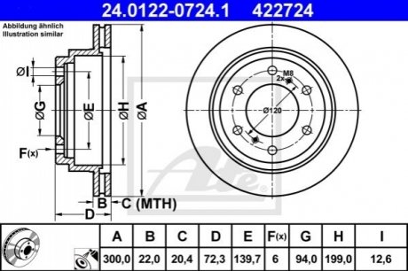 Тормозной диск - 24.0122-0724.1 (MR418067) ATE 24012207241 (фото 1)