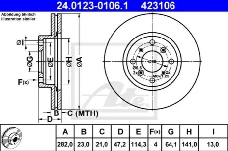 Диск гальмівний передн Лів/Прав ACURA NSX, NSX TARGA HONDA CIVIC VI, NSX I, PRELUDE IV 1.6-3.0 01.90-09.05 ATE 24012301061