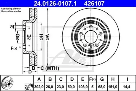 Диск гальмівний передн Лів/Прав VOLVO 850, C70 I, S70, V70 I, XC70 I 2.0-2.5D 02.93-10.05 ATE 24012601071