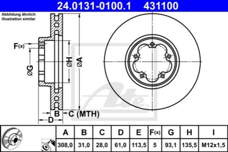 Диск тормознойPRZOD FORD TRANSIT 13- ATE 24013101001 (фото 1)