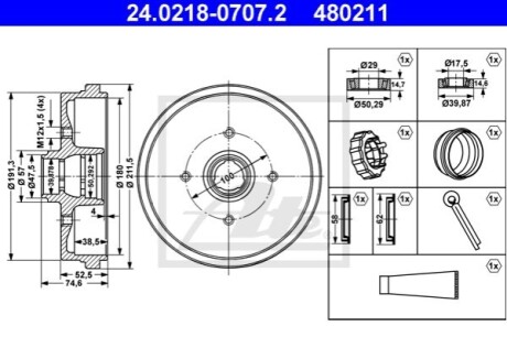 Тормозной барабан ATE 24021807072