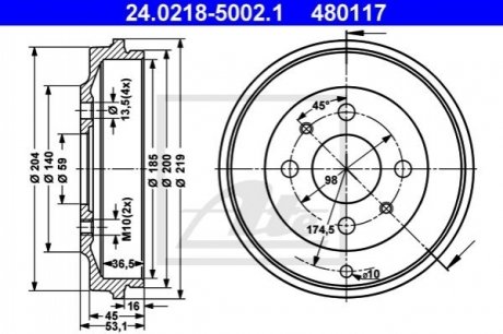 Тормозной барабан ATE 24021850021