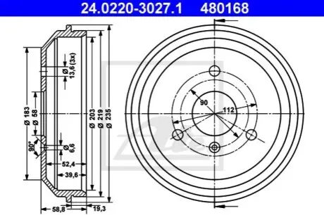Тормозной барабан ATE 24022030271