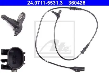 Датчик ABS передн Лів/Прав MERCEDES SPRINTER 3,5-T (B906), SPRINTER 3-T (B906), SPRINTER 4,6-T (B906), SPRINTER 5-T (B906) VW CRAFTER 30-35, CRAFTER 30-50 1.8-3.5 04.06-09.20 ATE 24071155313 Купити в Україні