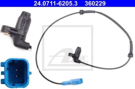 Датчик ABS передн Лів/Прав PEUGEOT 206, 206+ 1.1-2.0D 08.98 ATE 24071162053