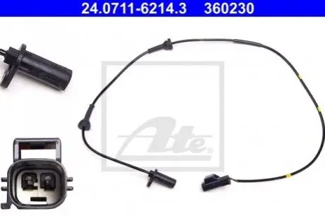 Датчик ABS передн Лів VOLVO S60 I, S80 I, V70 II, XC70 I 2.0-3.0 11.97-04.10 ATE 24071162143