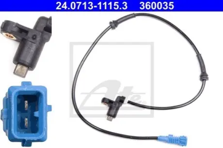 Датчик ABS передн Лів/Прав PEUGEOT 206 1.1-2.0D 08.98 ATE 24071311153