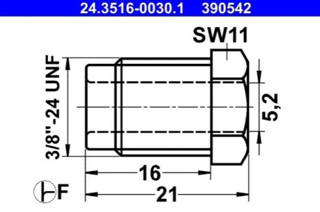 З'єднувач трубки гальмівний (3/8''x24/11x21/d=5.2) ATE 24351600301 (фото 1)