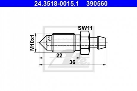 Болт воздушного клапана вентиль ATE 24.3518-0015.1 (фото 1)