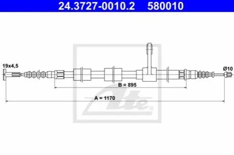 Трос стояночного гальма задн Прав (1170мм) ALFA ROMEO 147 1.6-3.2 10.00-03.10 ATE 24372700102