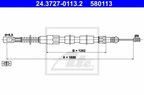 Трос стояночного гальма задн Прав (1690мм) VW LT 28-35 I 2.0-2.7D 04.75-06.96 ATE 24372701132