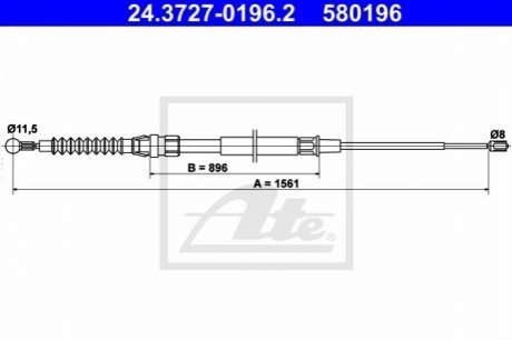 Трос ручного гальма - 24.3727-0196.2 (1T0609721L, 1T0609721K) ATE 24372701962