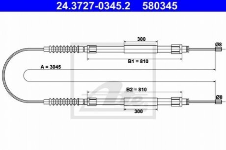 Трос ручного тормоза - 24.3727-0345.2 (4745G7, 1314983080) ATE 24372703452