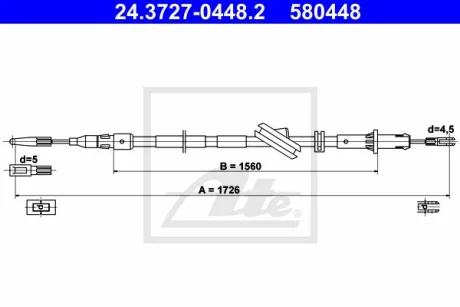 Трос стояночного гальма задн Прав (1726мм) MERCEDES CLS (C219), E T-MODEL (S211), E (VF211), E (W211) 1.8-6.3 03.02-12.10 ATE 24372704482