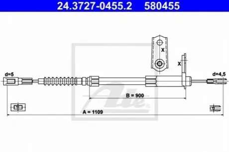 Трос стояночного гальма задн Лів (1109мм) MERCEDES S (C140), S (W140) 2.8-6.0 02.91-12.99 ATE 24372704552