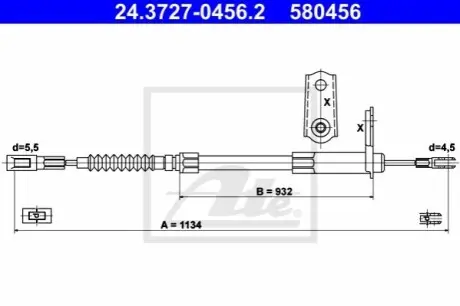 Трос стояночного гальма задн Лів (1134мм) MERCEDES S (C140), S (W140) 2.8-6.0 02.91-12.99 ATE 24372704562